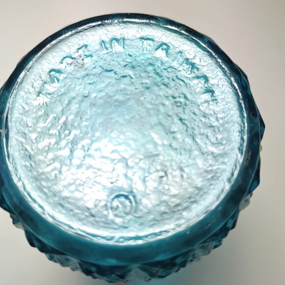 Blue Glass Cruet Vintage Diamond Pattern - Picture 10 of 10